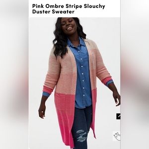 Torrid Pink Ombre Stripe Slouchy Duster Sweater Size 0